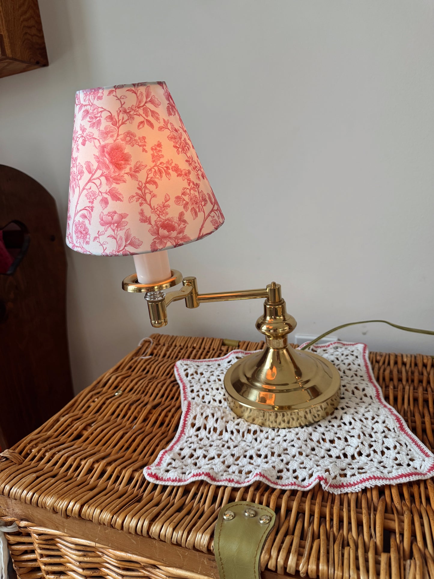 Vintage Brass Candlestick Lamp with Adjustable Swing Arm