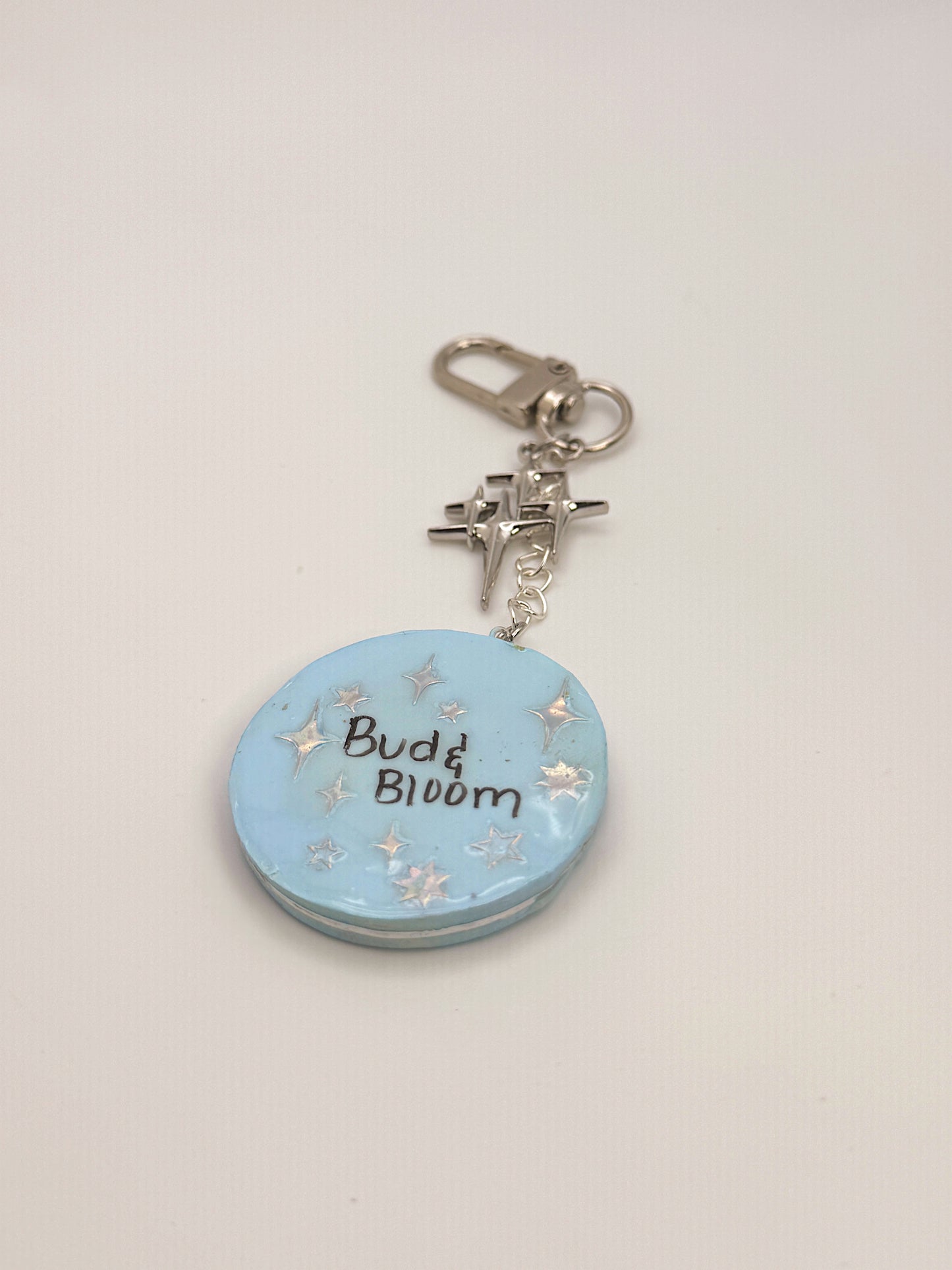Blue Moon Face Keychain & Bag Charm – Hand-Painted Celestial Charm with Star Accent