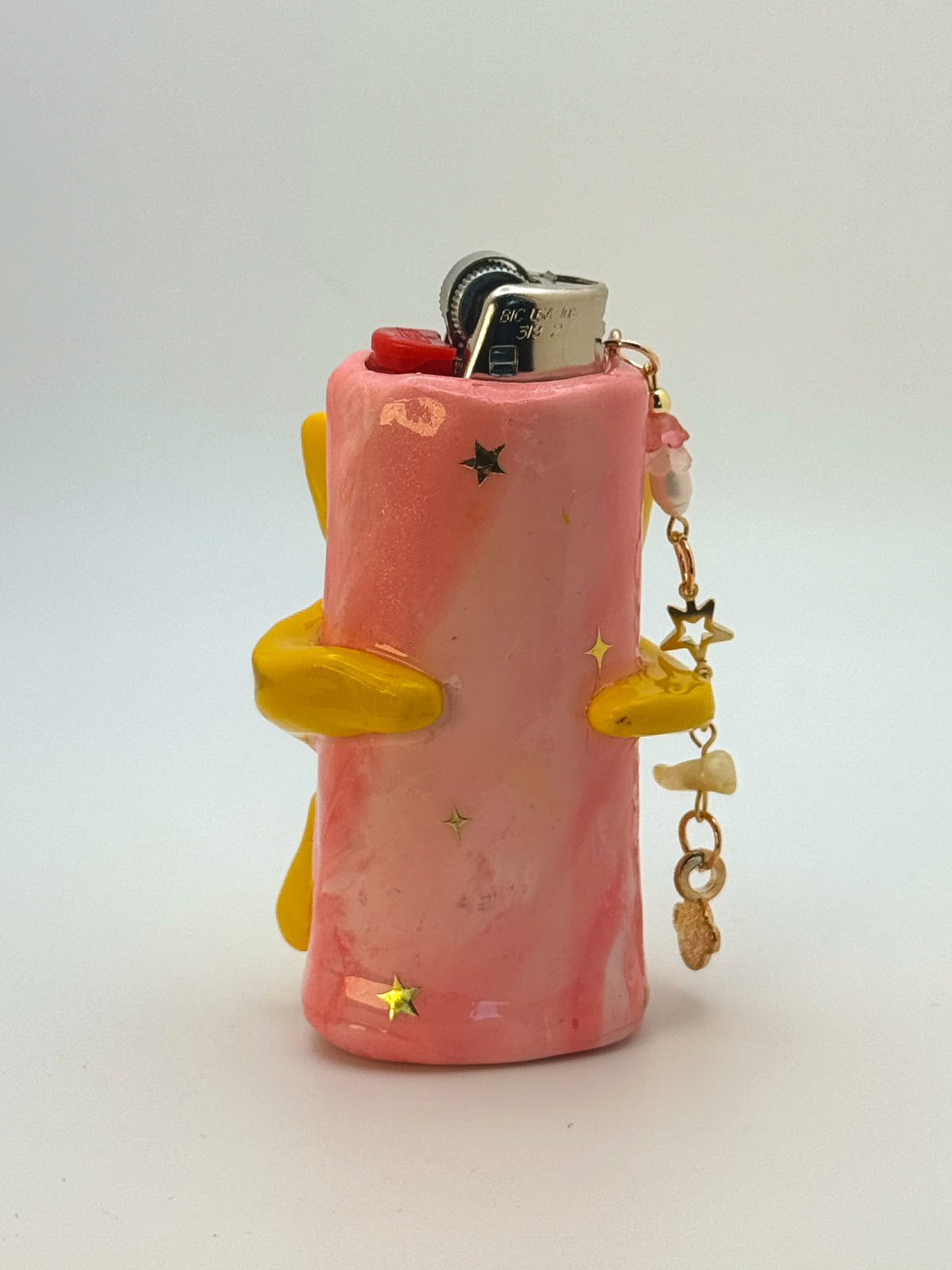 Celestial Sun Case with charm| Fits Standard Bic | Handmade Polymer Clay Art