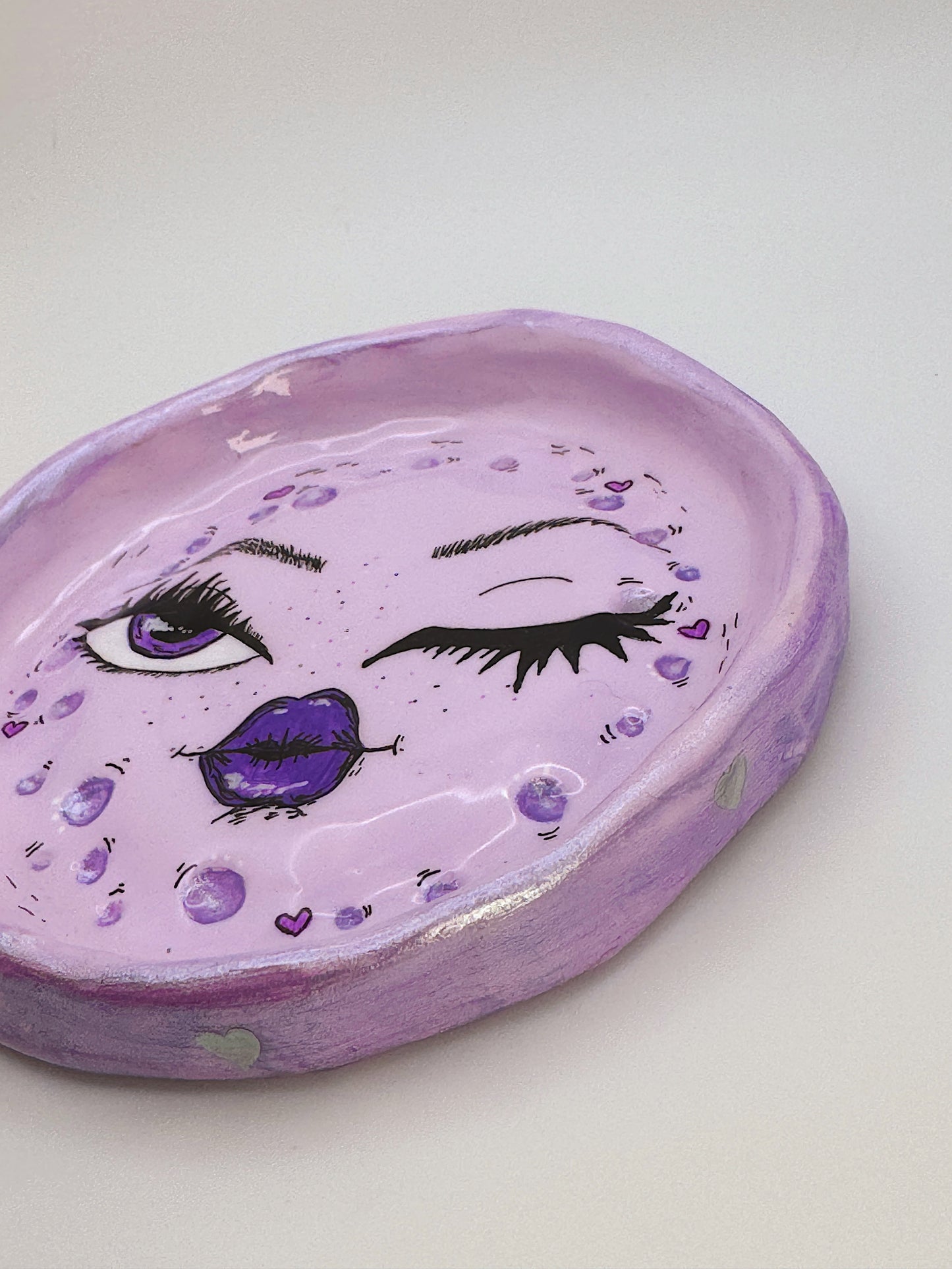 Lavender Dreams Moon Trinket Dish – Handmade Polymer Clay Light Purple Moon Dish