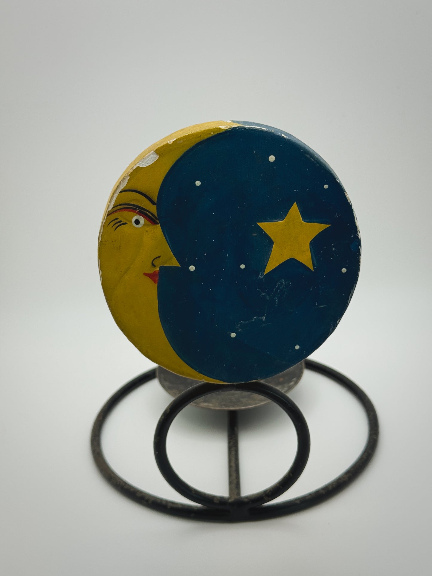 Vintage Spinning Celestial Candle Holder – Small Sun & Moon Swivel