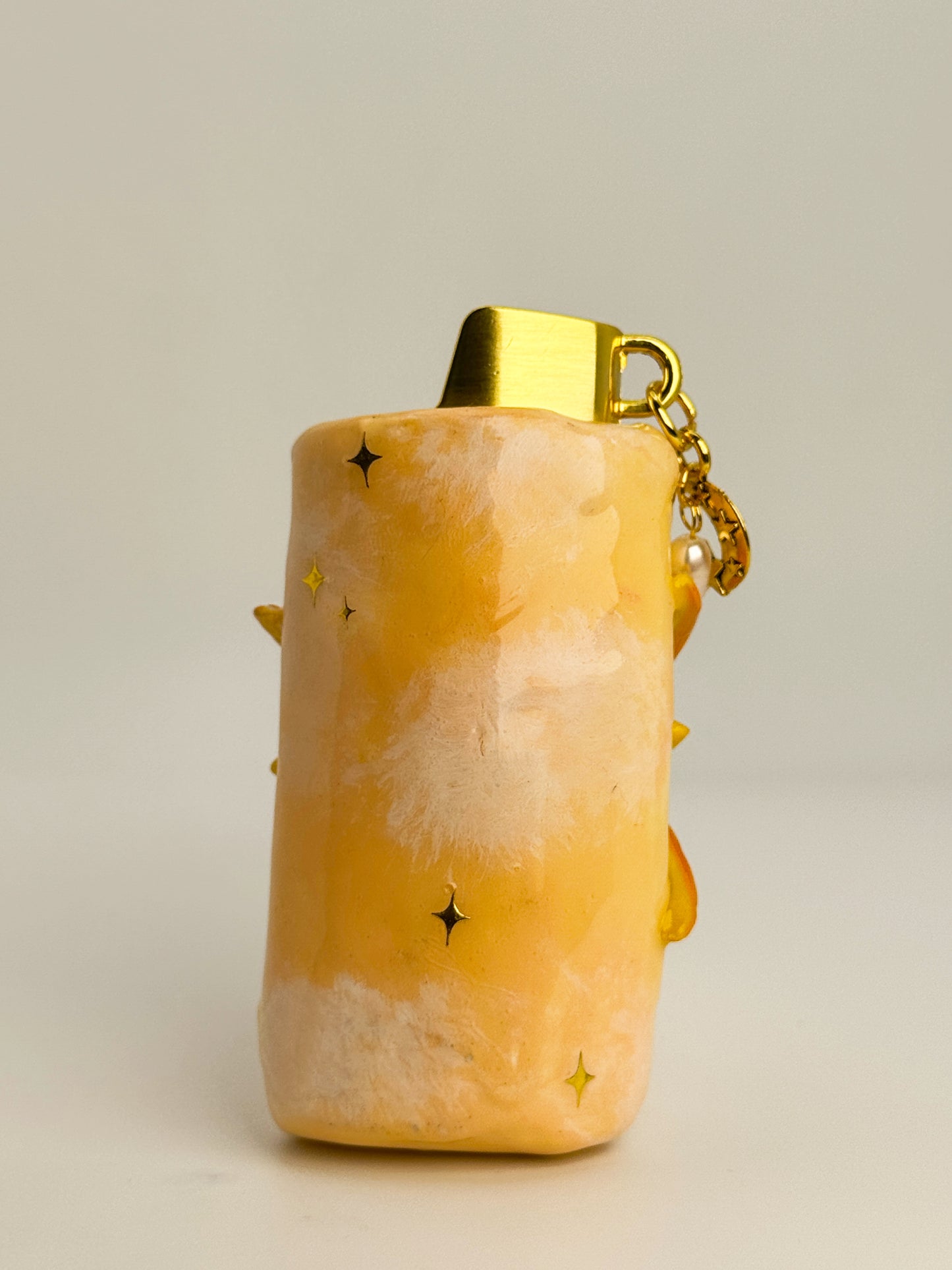 Sad Girl Sun Lighter Case w/ Charm | Fits Standard Bic | Handmade Polymer Clay Art