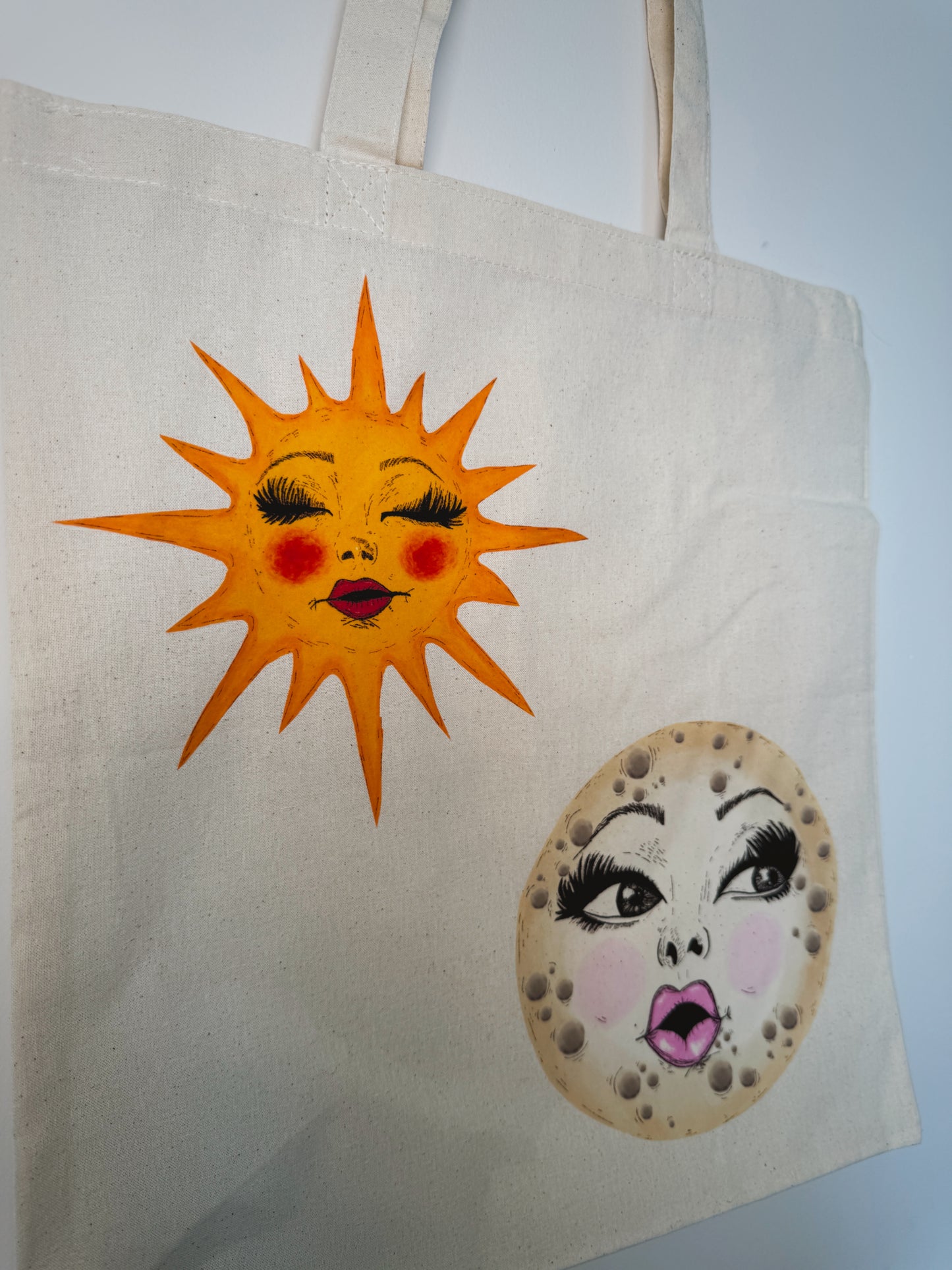 Celestial Hand-Pressed Tote Bag | 15x16 Natural Cotton