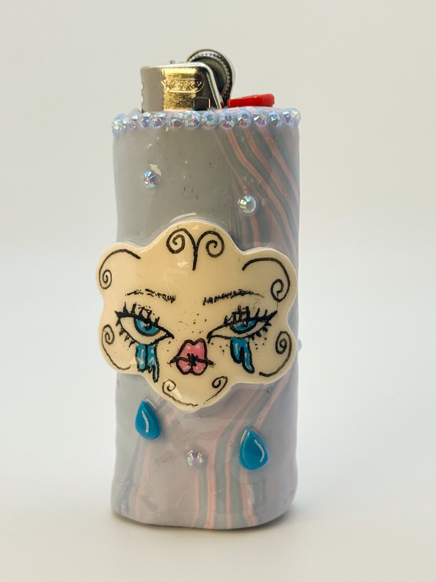 Crying Cloud Lighter Case| Fits Standard Bic | Handmade Polymer Clay Art