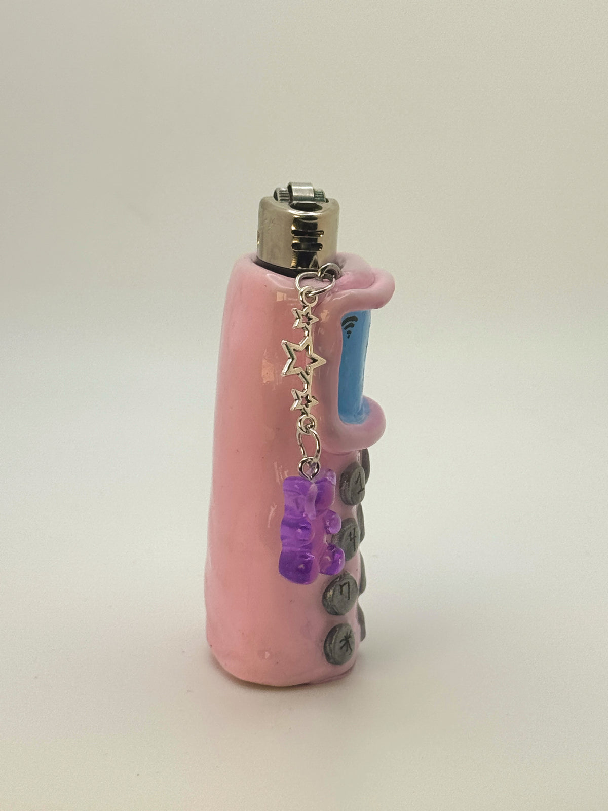 Vintage Cell Phone Case with charm| Fits Standard Bic | Handmade Polymer Clay Art