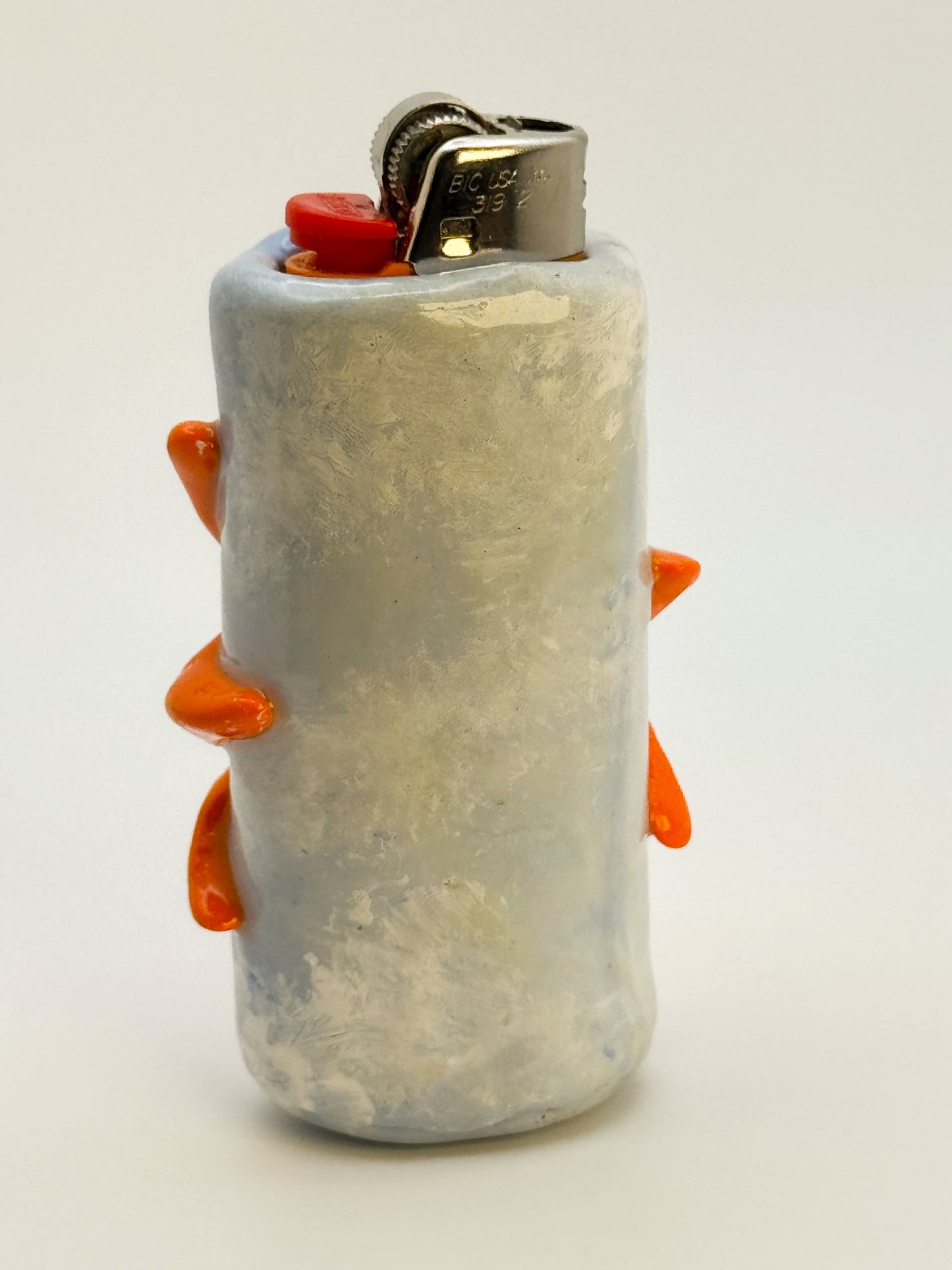 Handmade Sun Face Lighter Case – Polymer Clay Celestial Cover – Fits Standard Bic Lighter