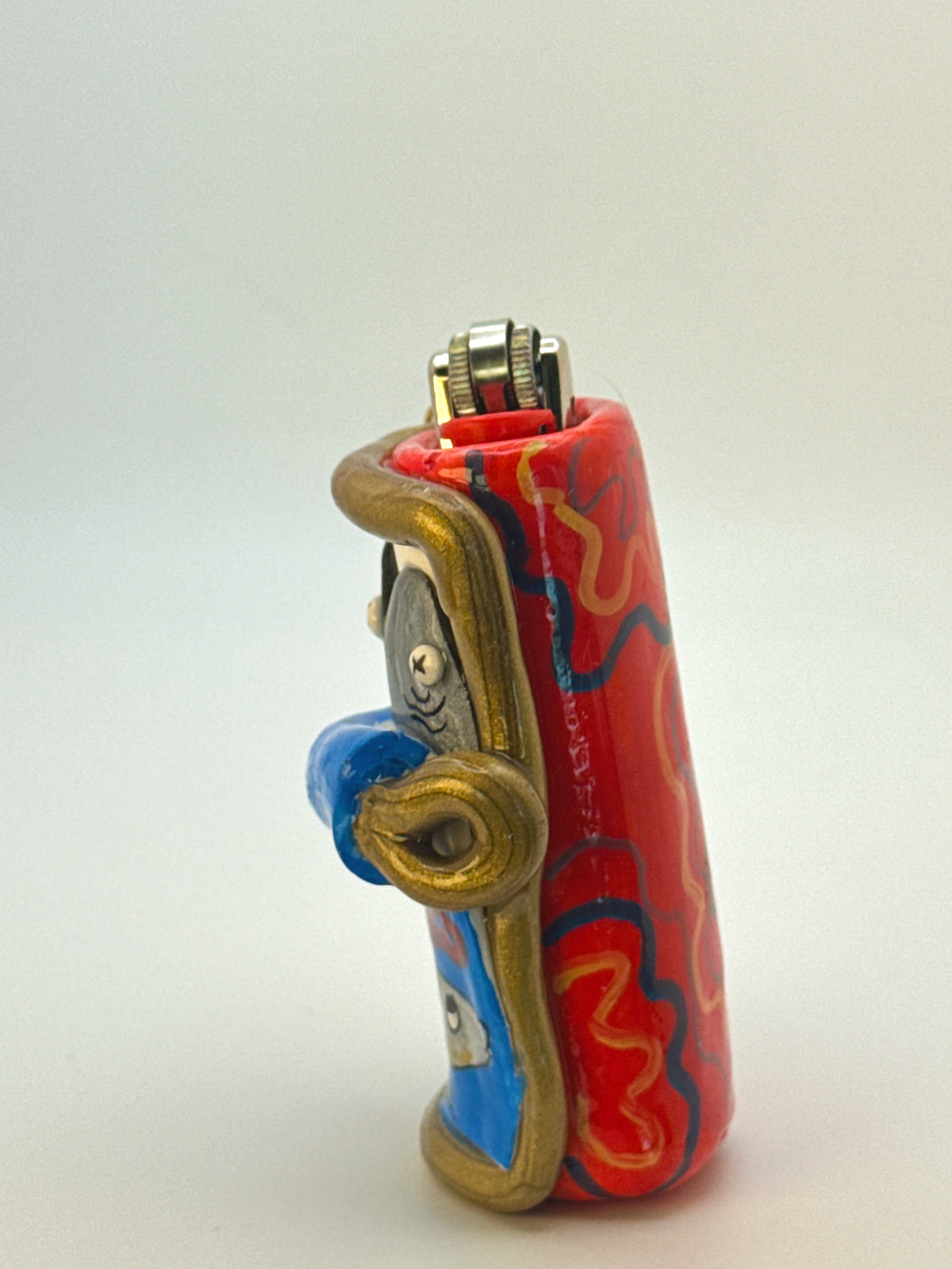 Sardines Tin Case with charm| Fits Standard Bic | Handmade Polymer Clay Art