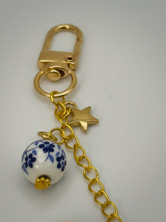 Celestial Moon Bag Charm | Handmade Polymer Clay Key Chain