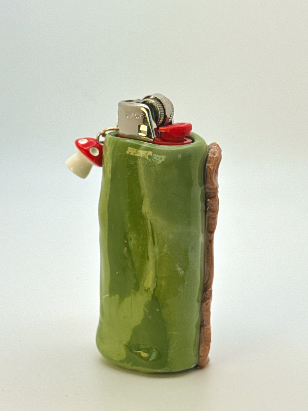 Vintage Frame Snail On A Mushroom Case with charm| Fits Standard Bic | Handmade Polymer Clay Art