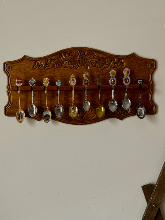 Vintage Wooden Strawberry Spoon Rack | Carved Wall Display | Cottage Kitchen Decor
