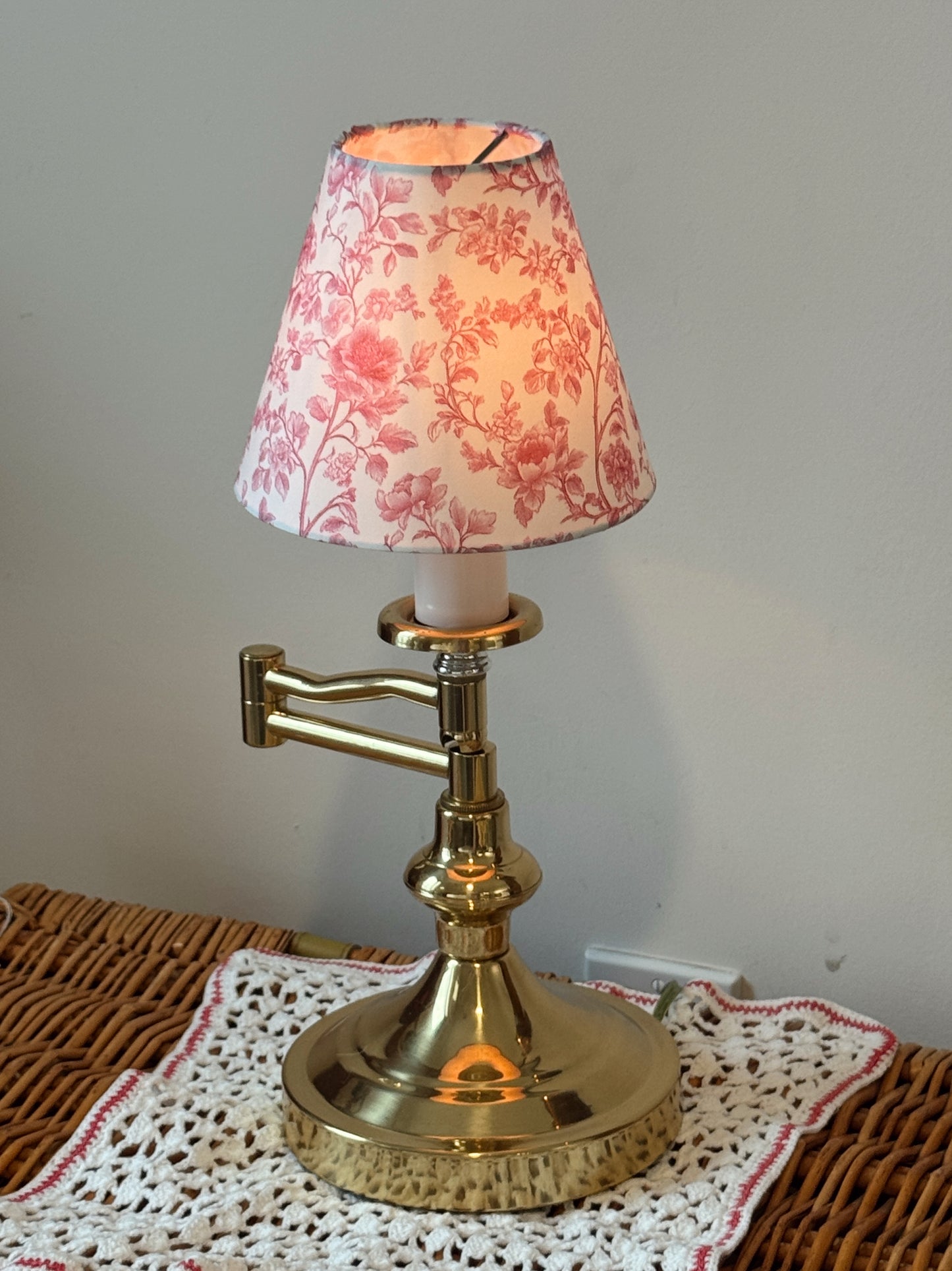 Vintage Brass Candlestick Lamp with Adjustable Swing Arm