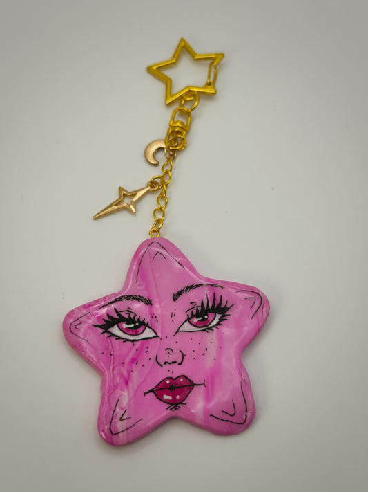 Sassy Star Bag Charm | Handmade Polymer Clay Key Chain