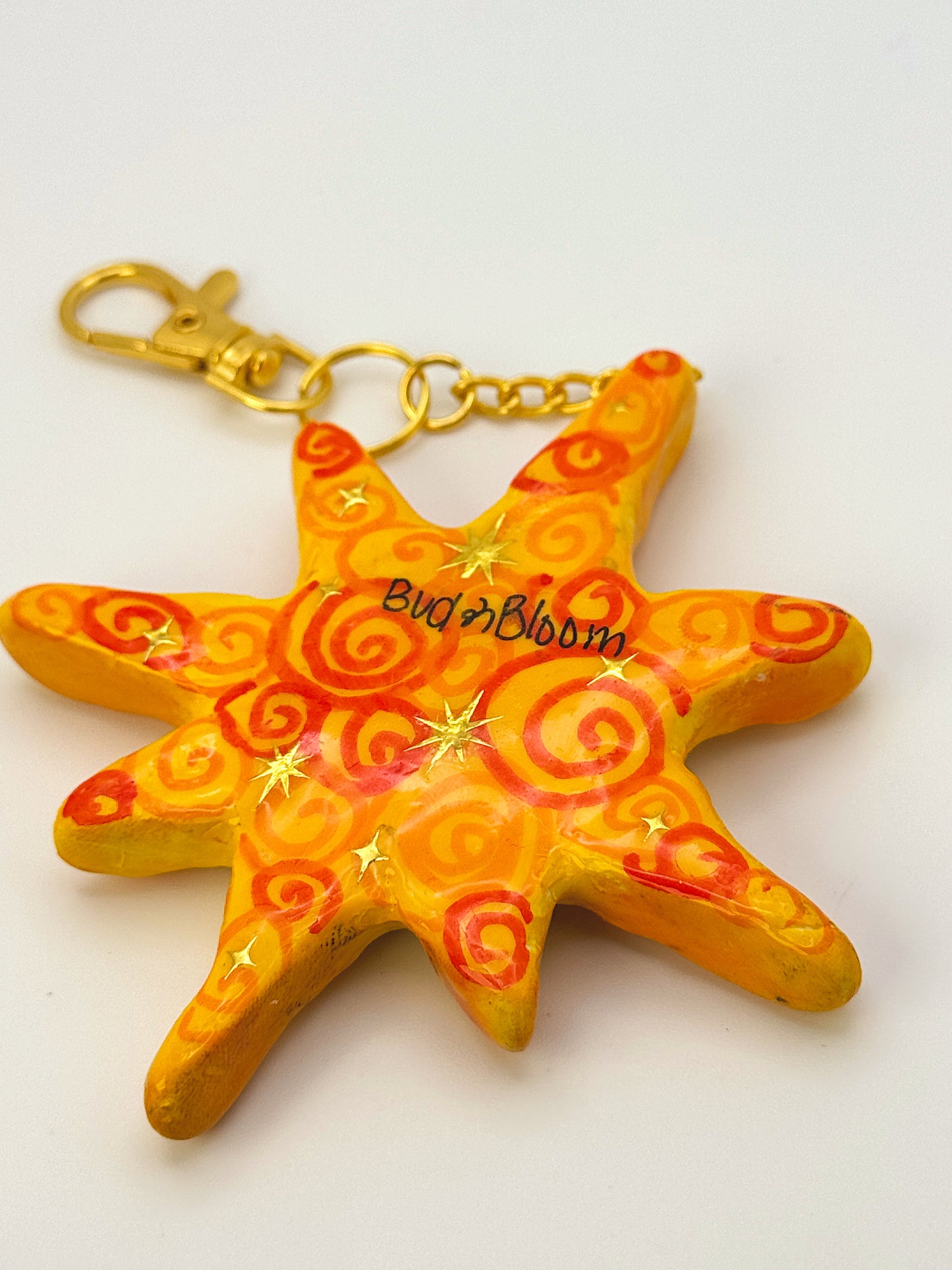 Golden Sun Goddess Keychain – Hand-Sculpted Polymer Clay (3.5–4”)