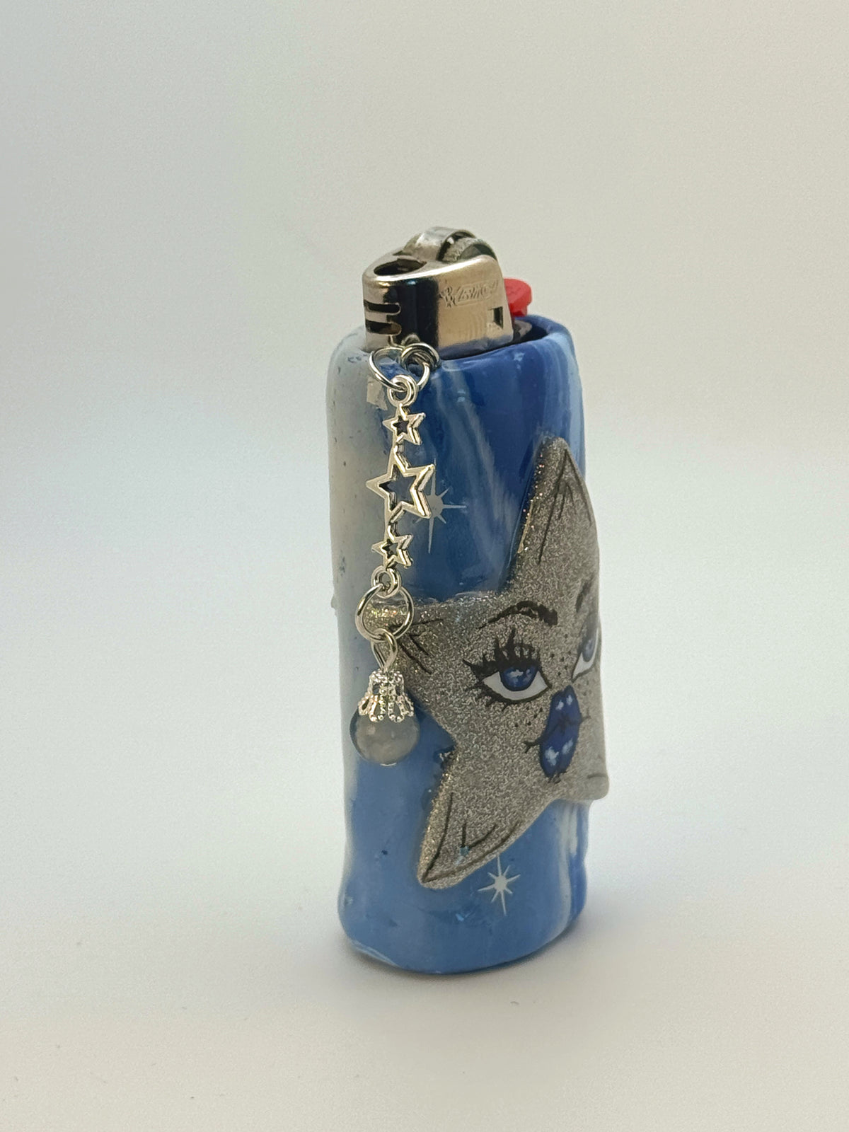 Celestial Star Case with charm| Fits Standard Bic | Handmade Polymer Clay Art