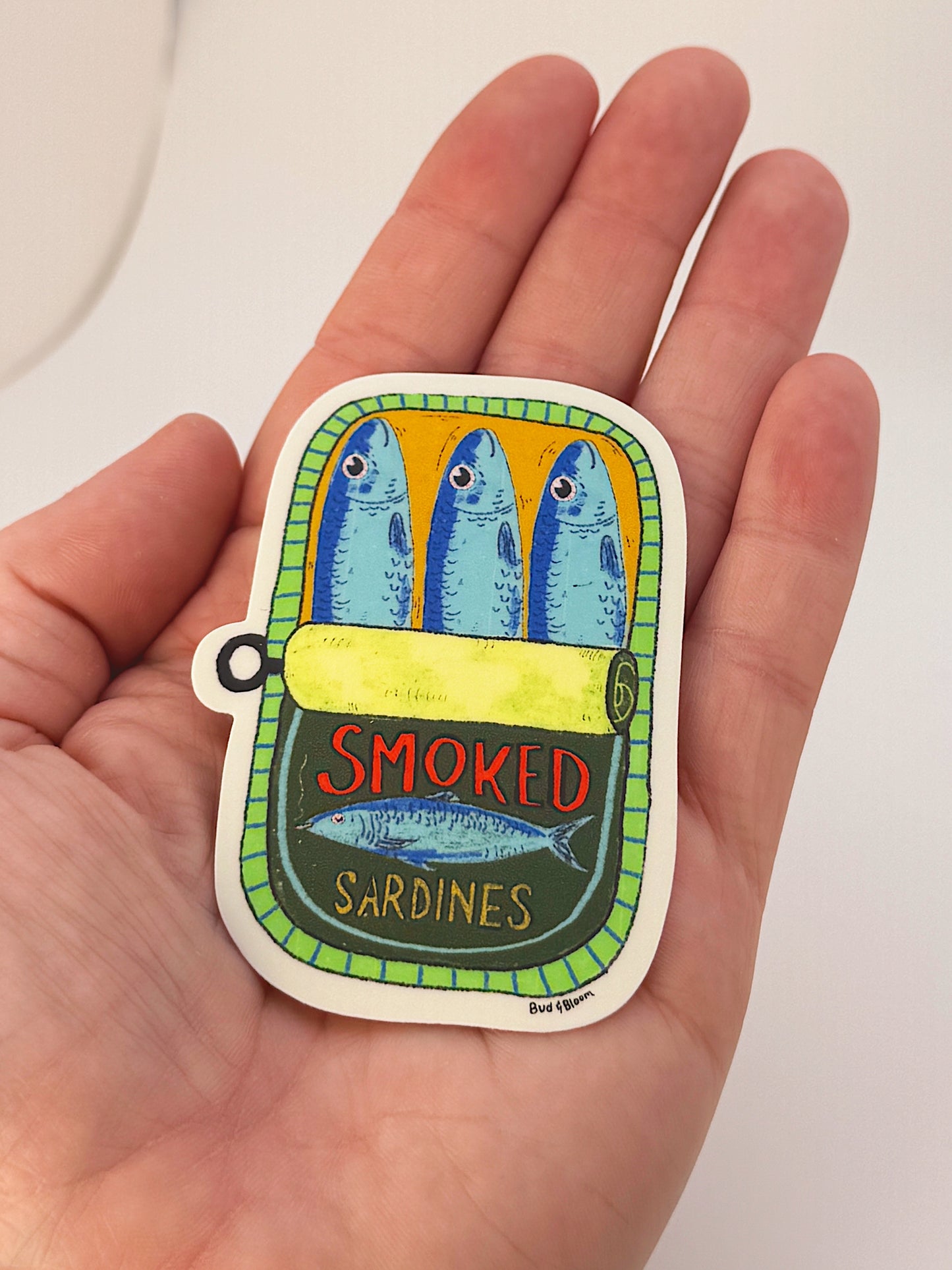 Smoked Sardines Vinyl Sticker - Whimsical Tinned Fish Art