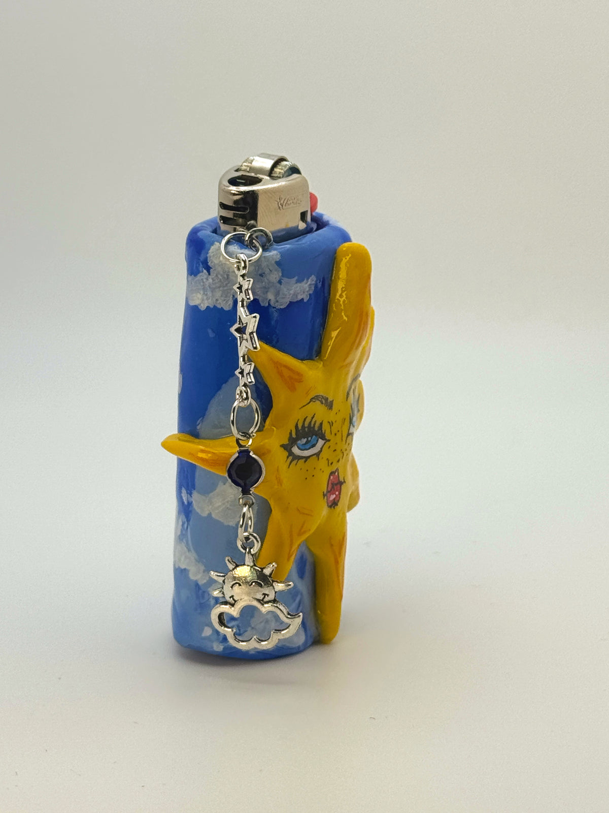 Celestial Sun Case with charm| Fits Standard Bic | Handmade Polymer Clay Art