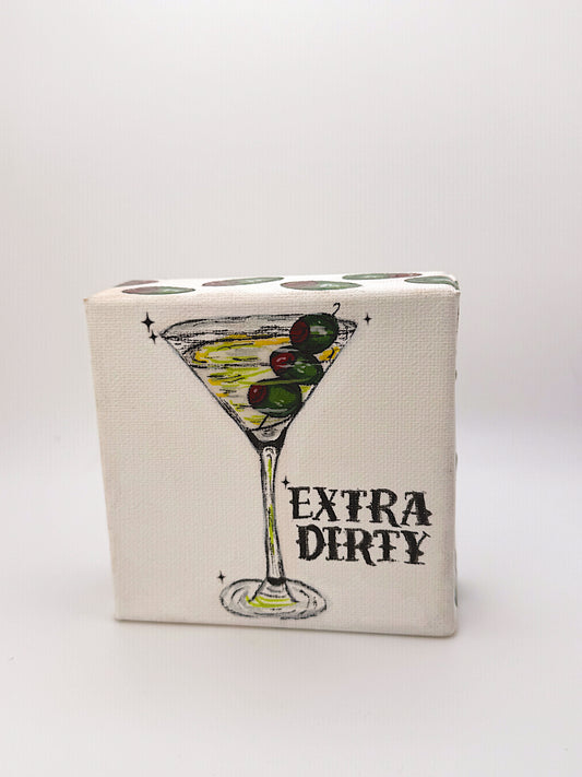 Extra Dirty – Mini Cocktail Canvas (4×4 Original)