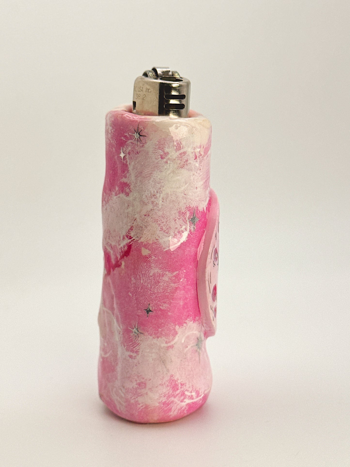 Smoking Moon Lighter Case – Handcrafted Moon Face Art Lighter Cover