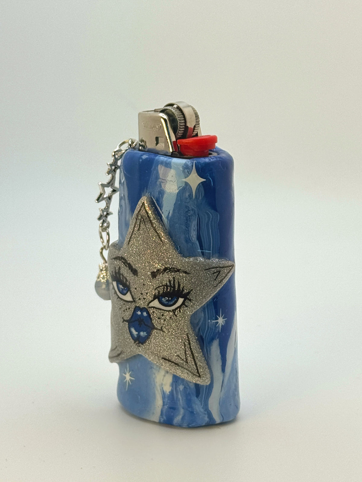 Celestial Star Case with charm| Fits Standard Bic | Handmade Polymer Clay Art