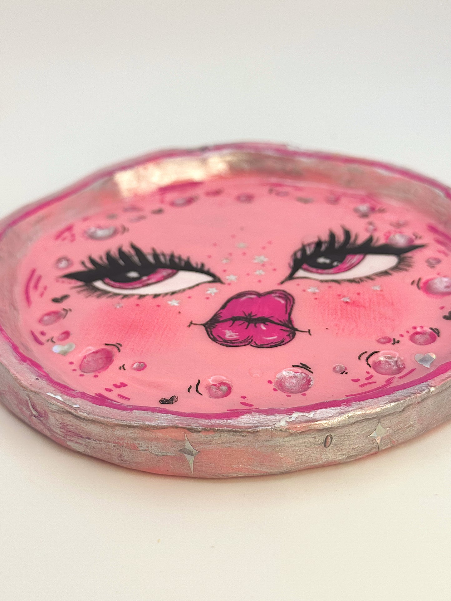 Cosmic Bubble Babe – 5” Hand-Painted Trinket Dish