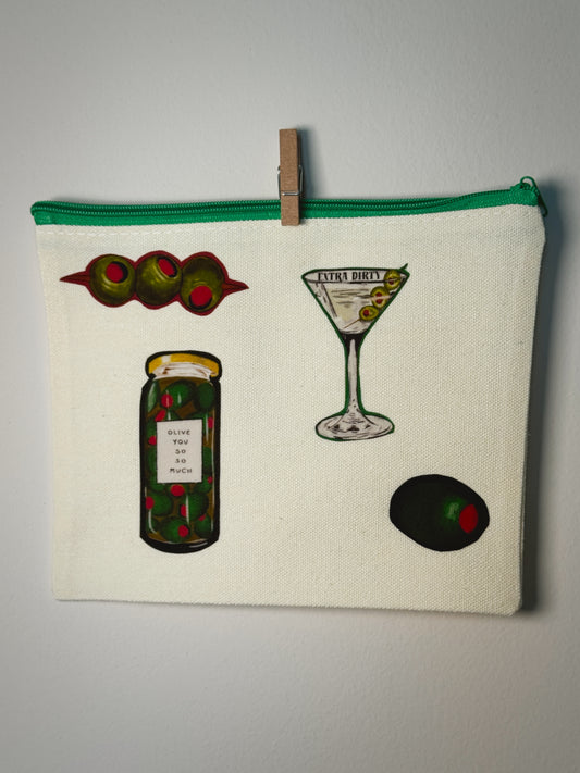 Olive Lover Hand-Pressed Bag | 8 x 6 Natural Cotton