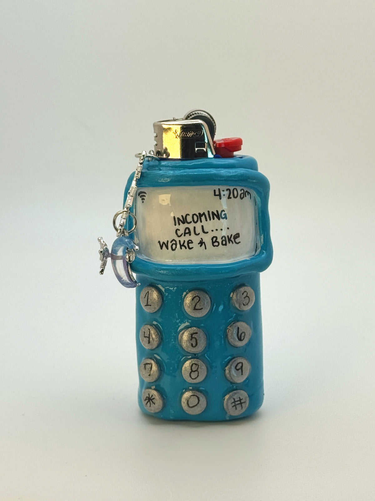 Vintage Cell Phone Case with charm| Fits Standard Bic | Handmade Polymer Clay Art