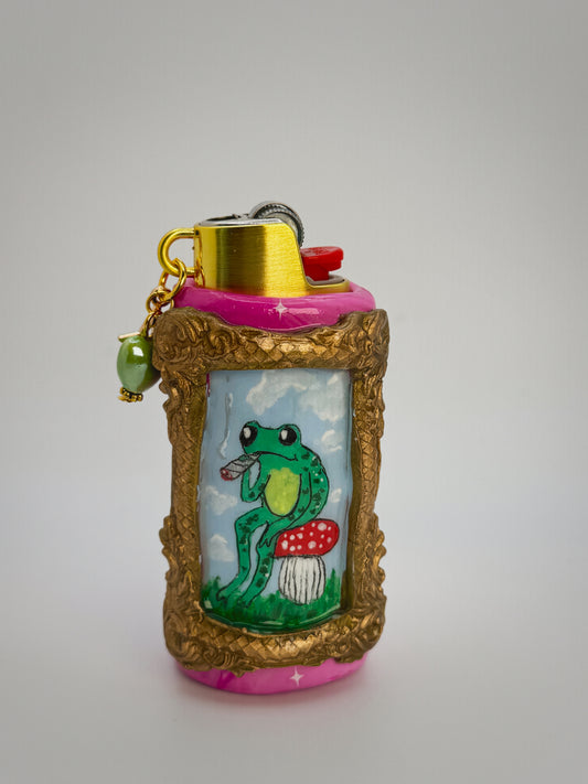 Frog That Doesn’t Give a F*CK Lighter Case w/ charm | Fits Standard Bic