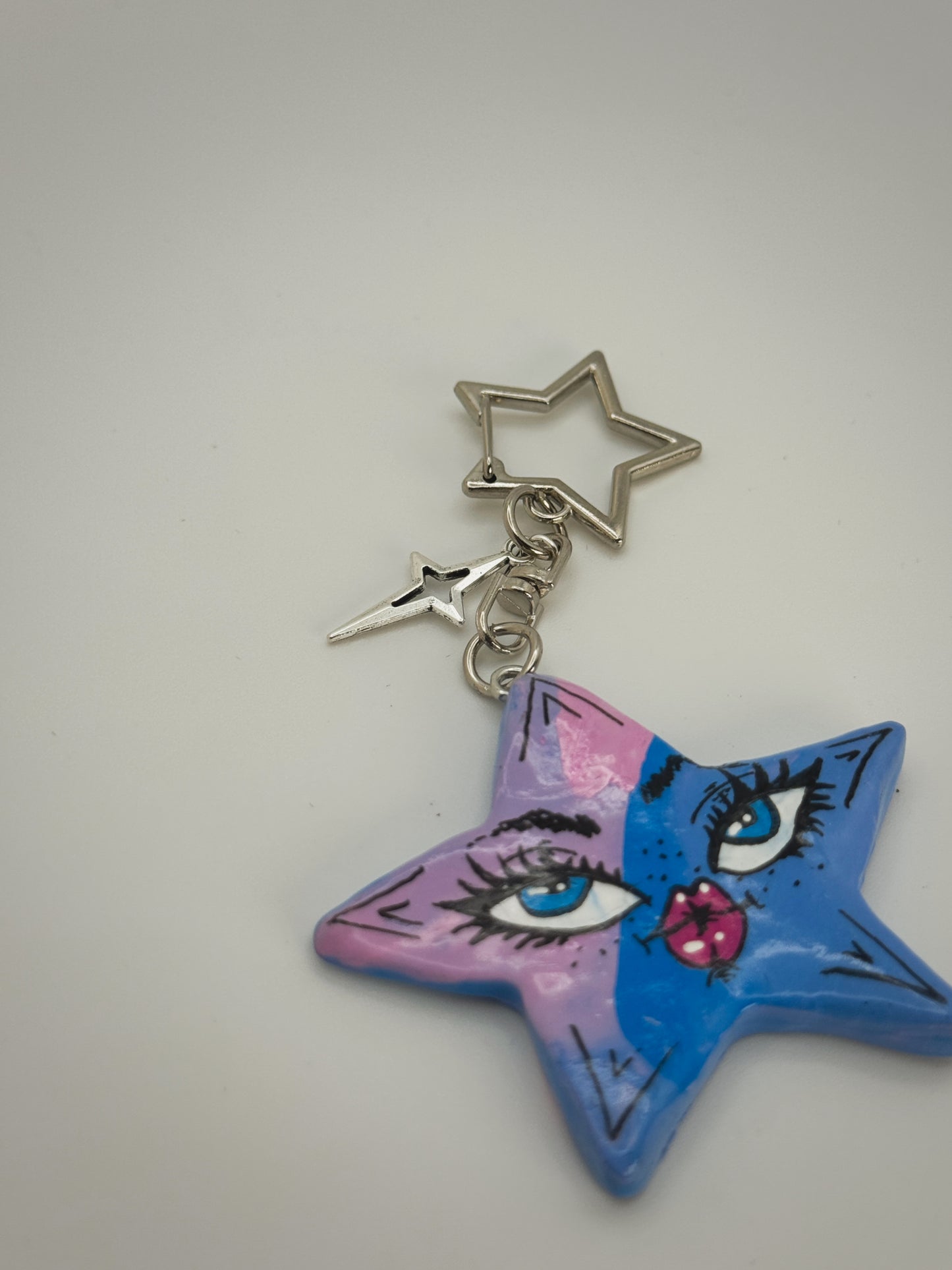 Sassy Star Keychain – Handmade Polymer Clay Bag Charm