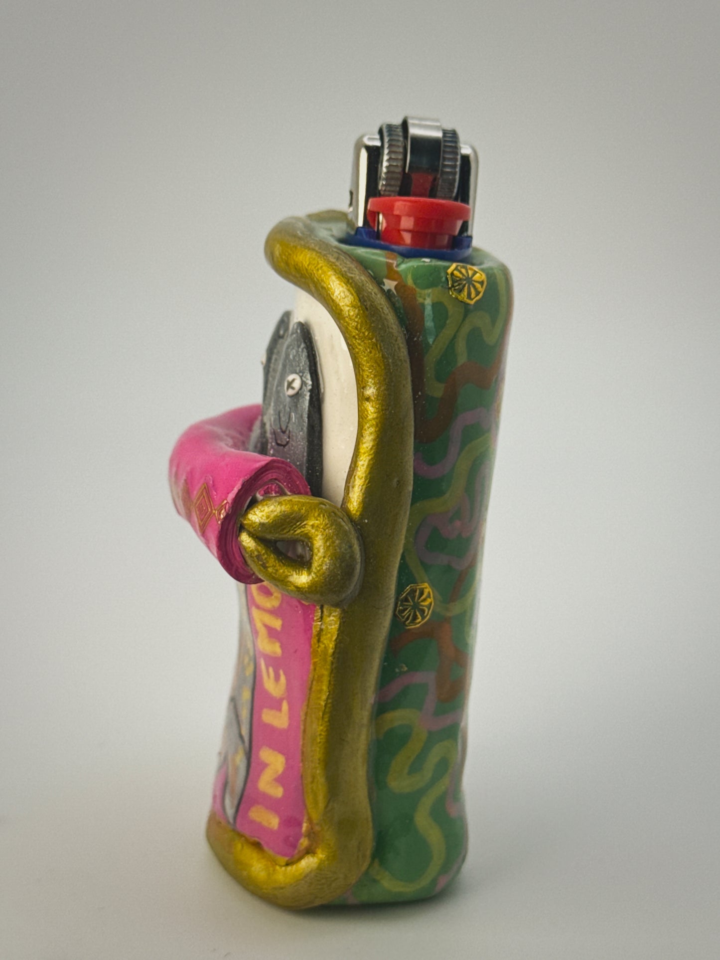 Sardine Tin Lighter Case| Fits Standard Bic | Handmade Polymer Clay Art