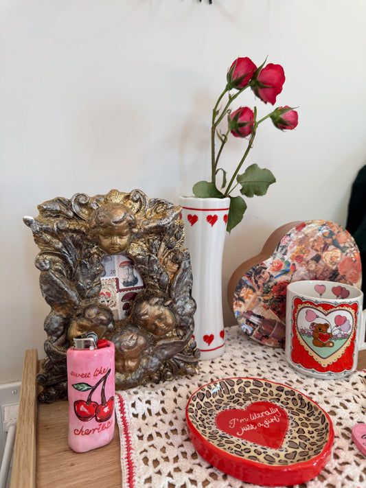 Vintage Ornate Cherub Frame with Antique Stamp Art – Heavy Gilt Finish