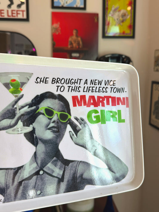 Vintage Martini Girl Serving Tray – Retro Barware Tray – Mid Century Style Cocktail Decor