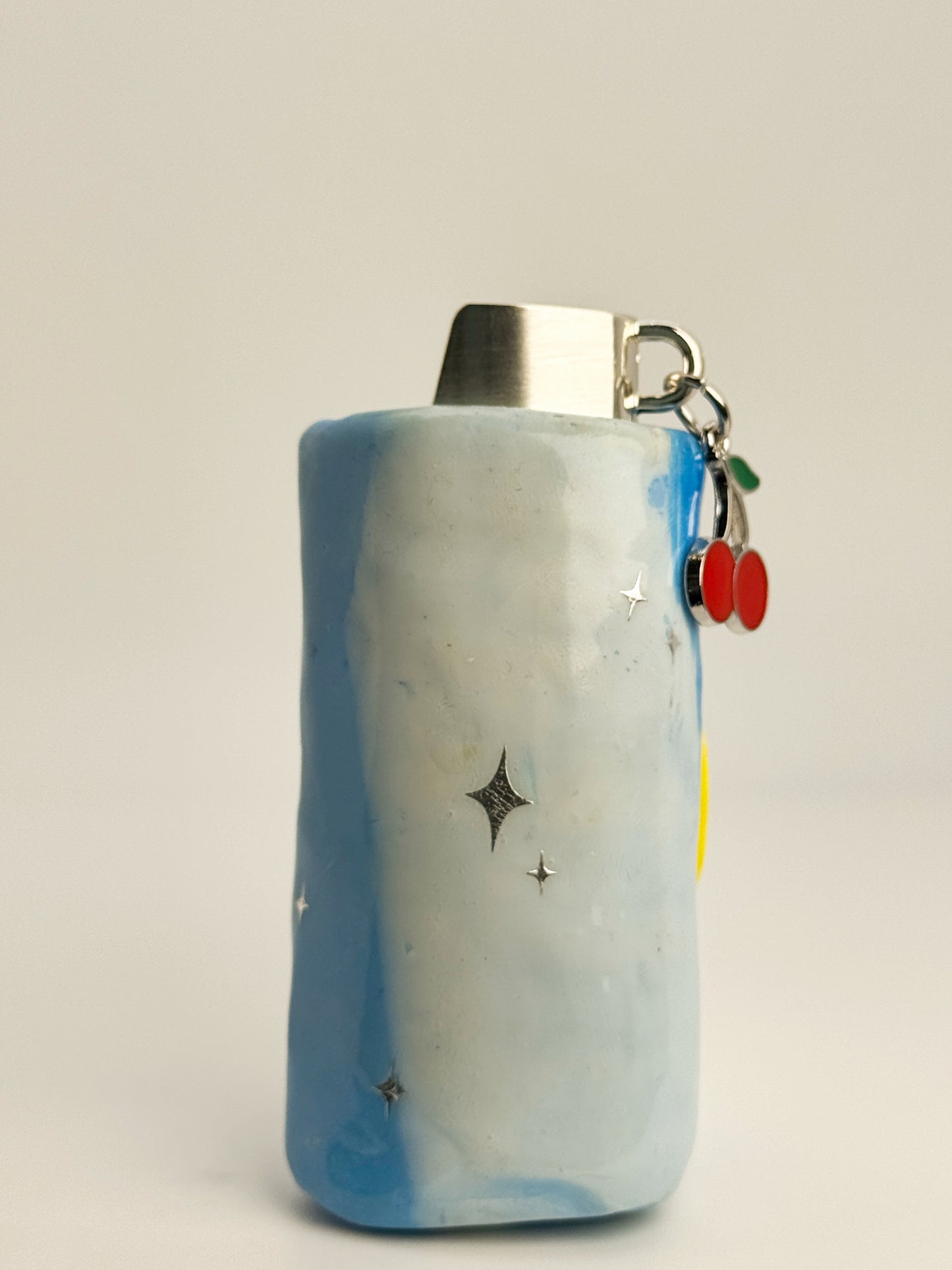 Sour Lemon Face Lighter Case w/ Charm | Fits Standard Bic | Handmade Polymer Clay Art