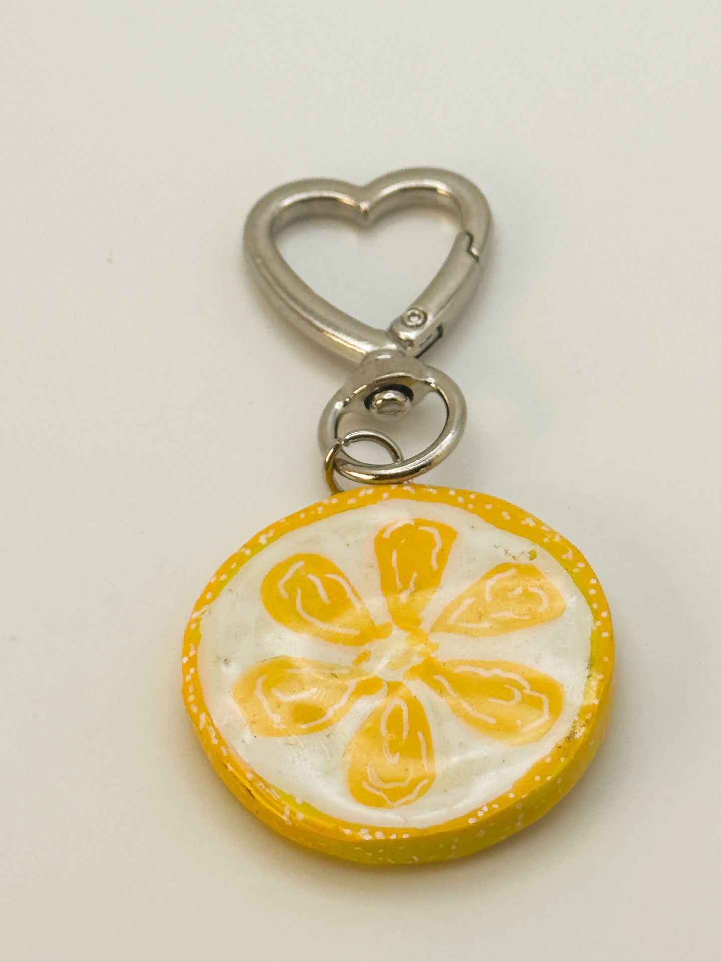 Smoking Lemon Keychain – Handmade Polymer Clay Bag Charm