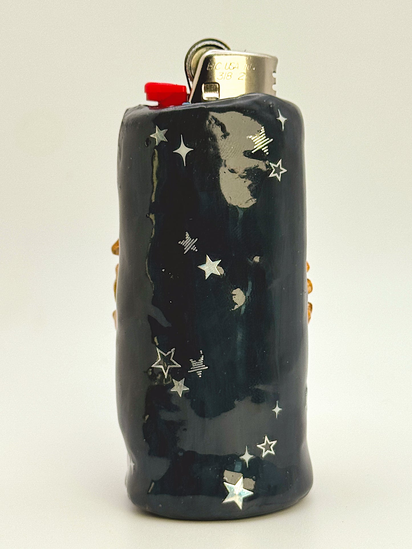 Vintage Frame Moon Lighter Case- Handmade from Polymer Clay