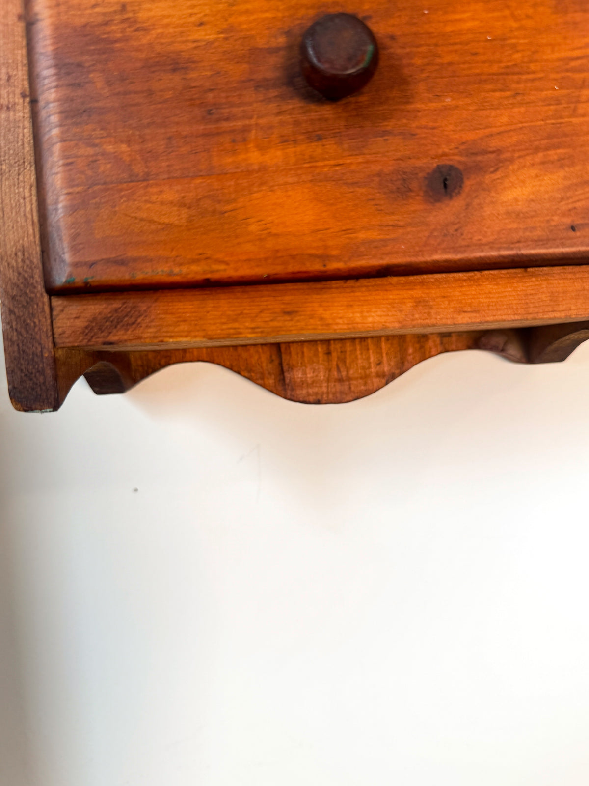 Vintage Handmade Pine Wall Spice Cabinet – 5 Drawer Apothecary