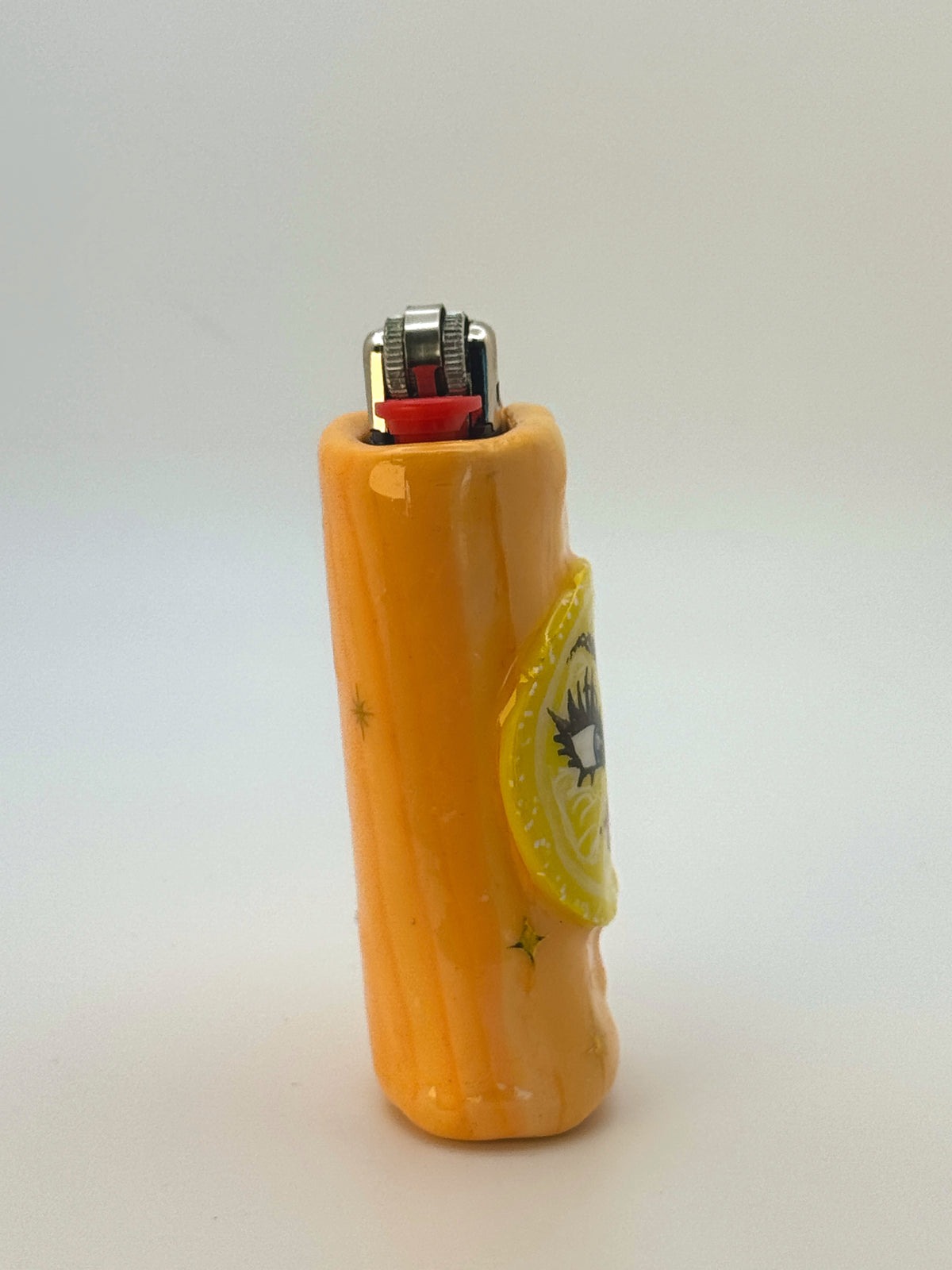 Sassy Lemon Case with charm| Fits Standard Bic | Handmade Polymer Clay Art