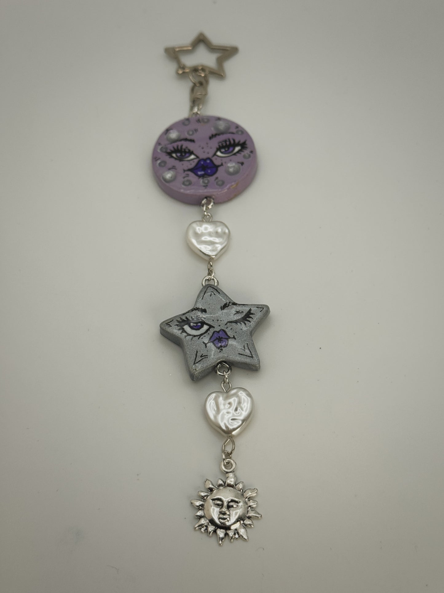 Celestial Girls Keychain – Handmade Polymer Clay Bag Charm