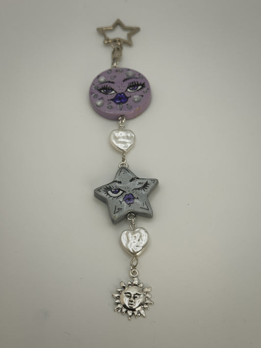 Celestial Girls Keychain – Handmade Polymer Clay Bag Charm