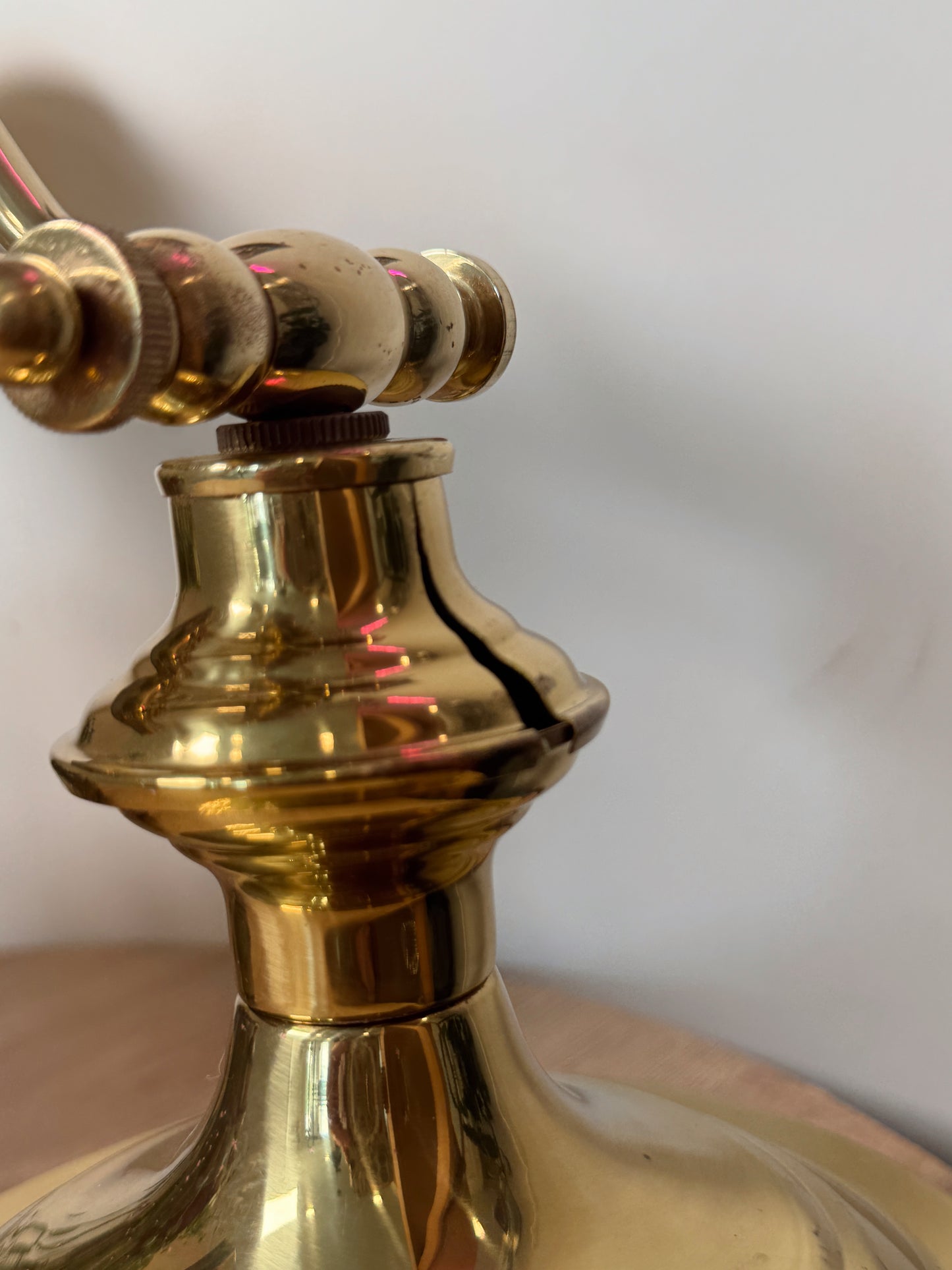 MCM Antique Brass Banker’s Lamp – Vintage Articulating Desk Lamp – Dimmable – Mid-Century Modern