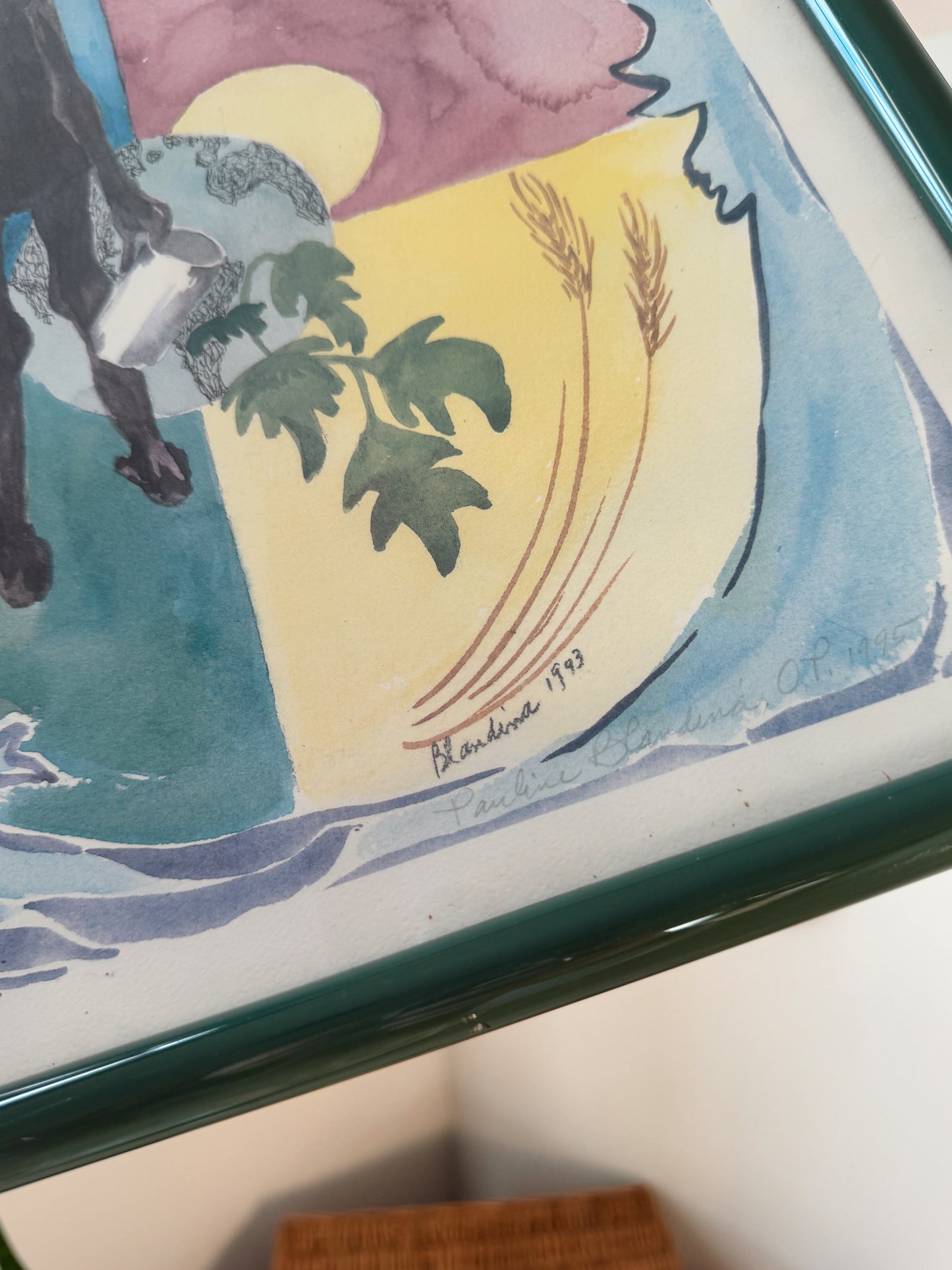 Vintage 1993 Signed Limited Edition Art Print Framed – Pauline Blondine – Surreal Figurative 12x16