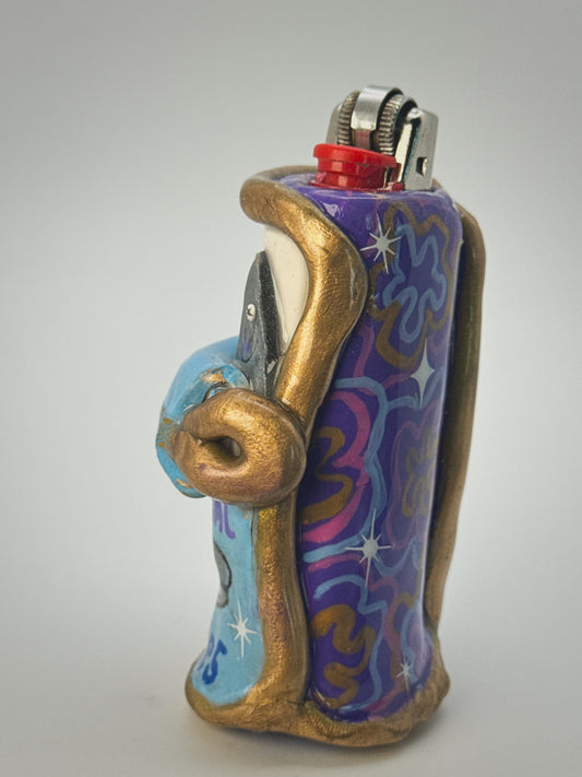 Sardine Tin Lighter Case| Fits Standard Bic | Handmade Polymer Clay Art