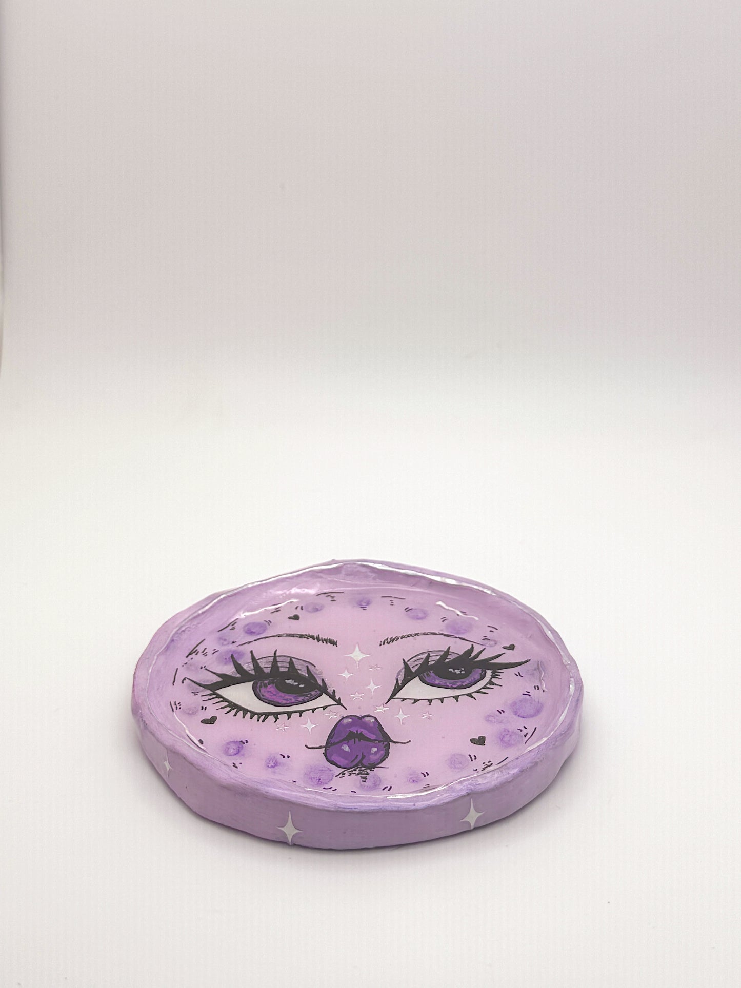 Lavender Moon Trinket Dish — 4 Inch Hand-Painted Polymer Clay