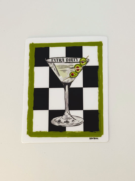 Olive Martini Sticker – Checkerboard Cocktail Art Vinyl Sticker