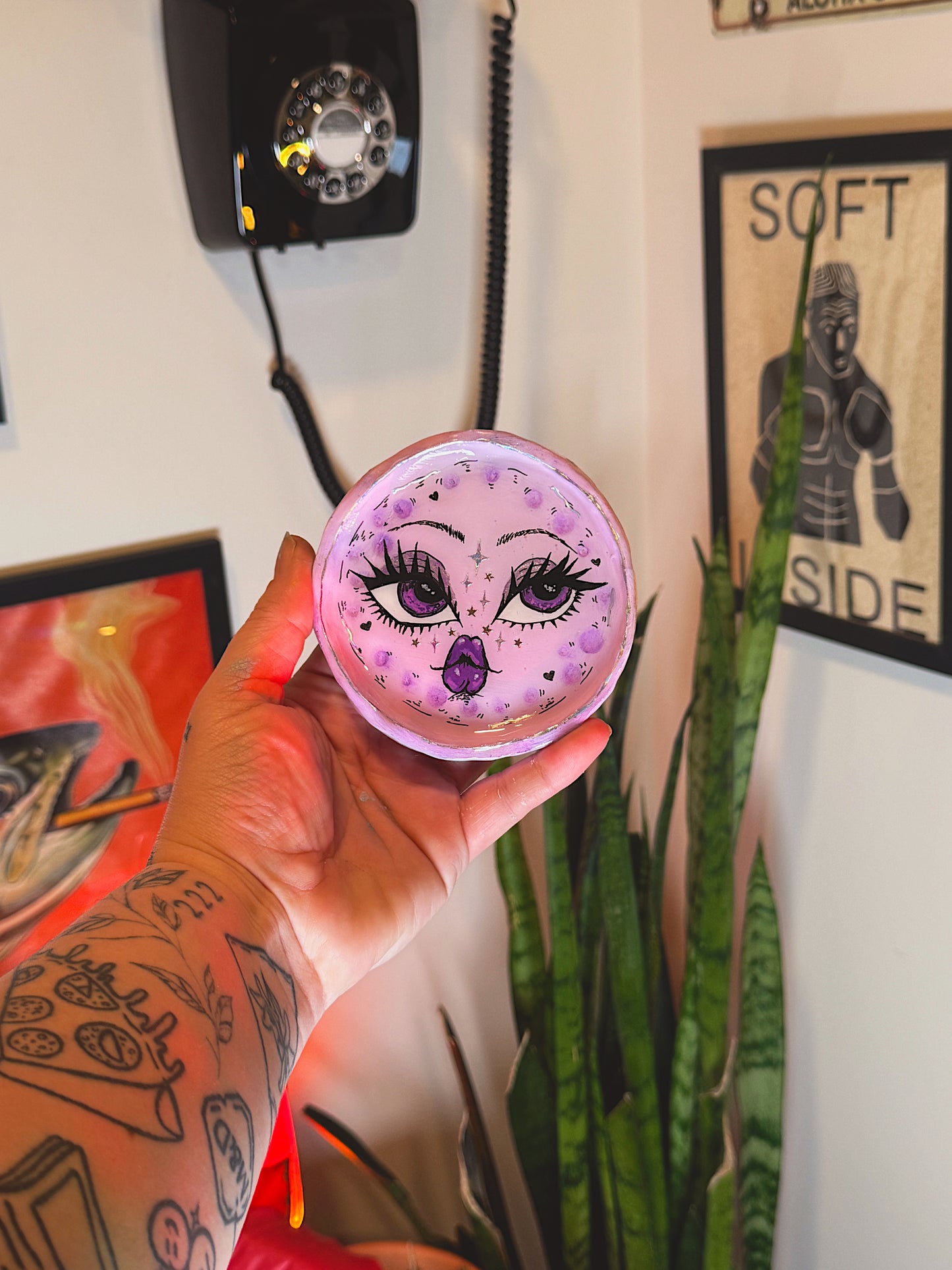 Lavender Moon Trinket Dish — 4 Inch Hand-Painted Polymer Clay