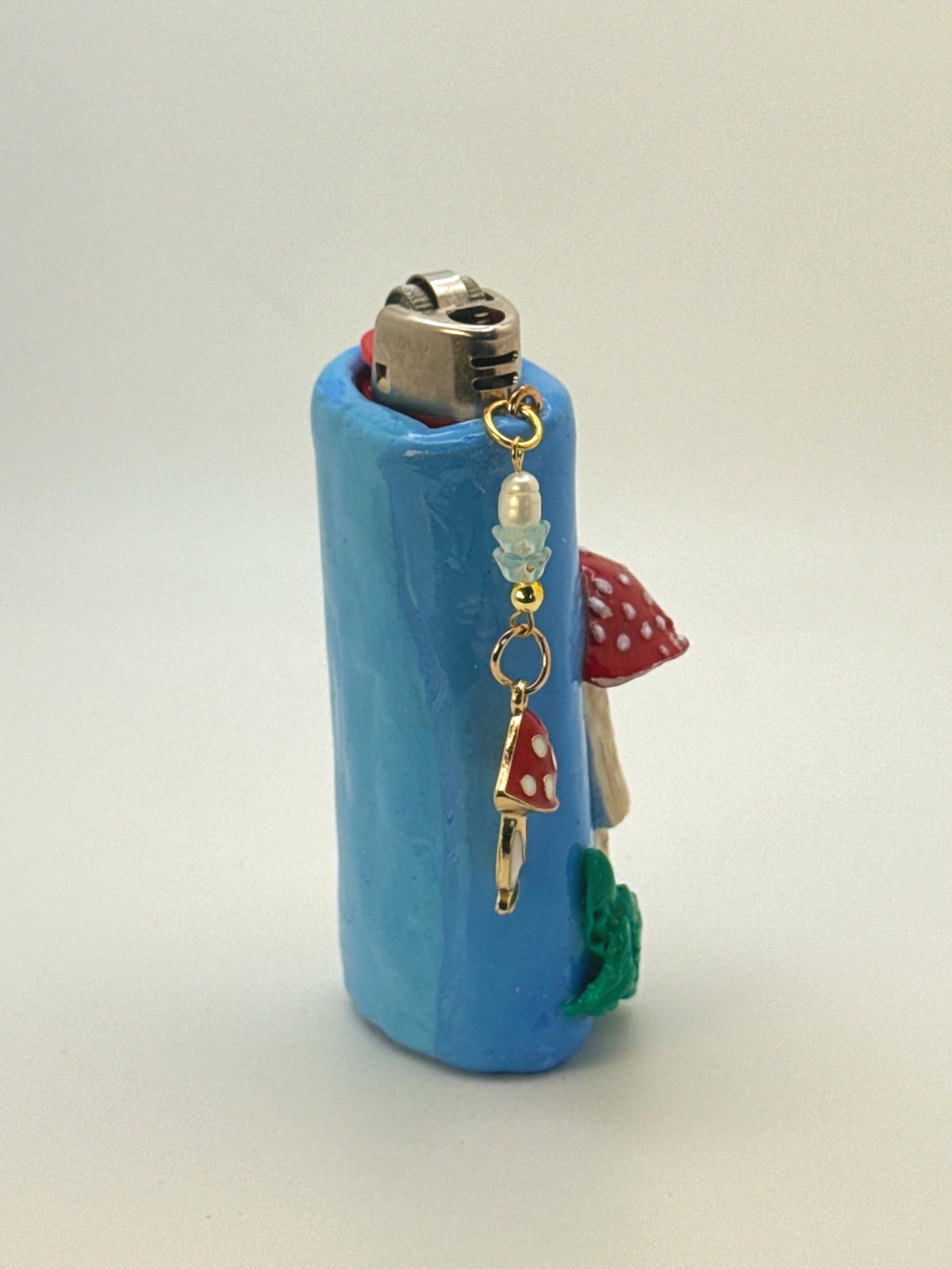 Mushroom Case with charm| Fits Standard Bic | Handmade Polymer Clay Art
