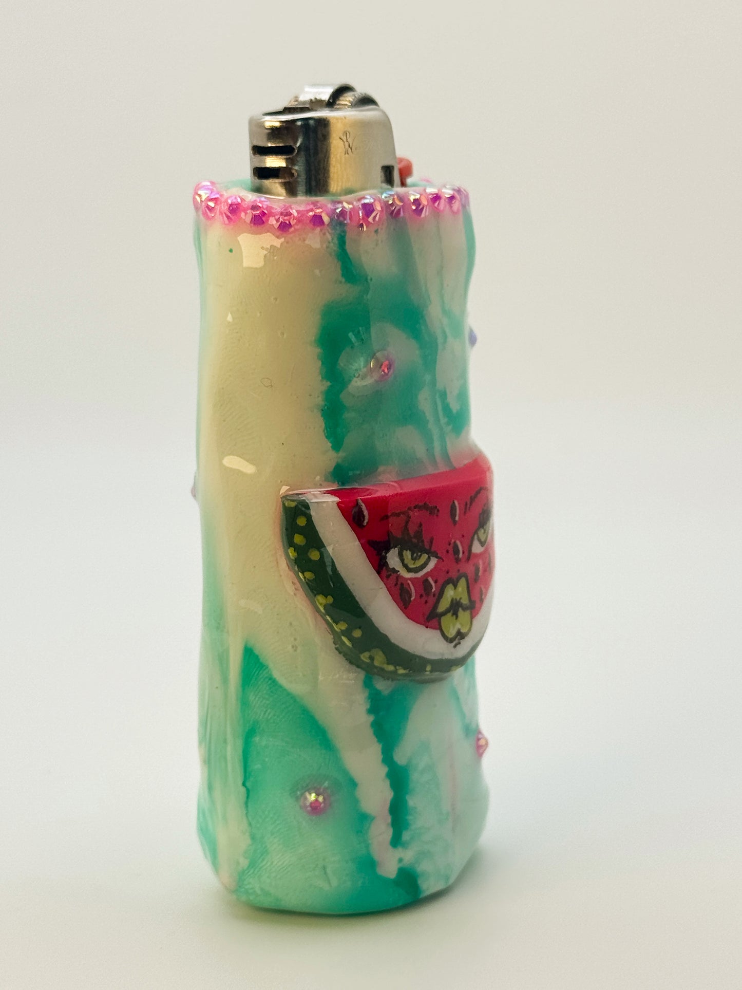 Sweet Watermelon Lighter Case| Fits Standard Bic | Handmade Polymer Clay Art