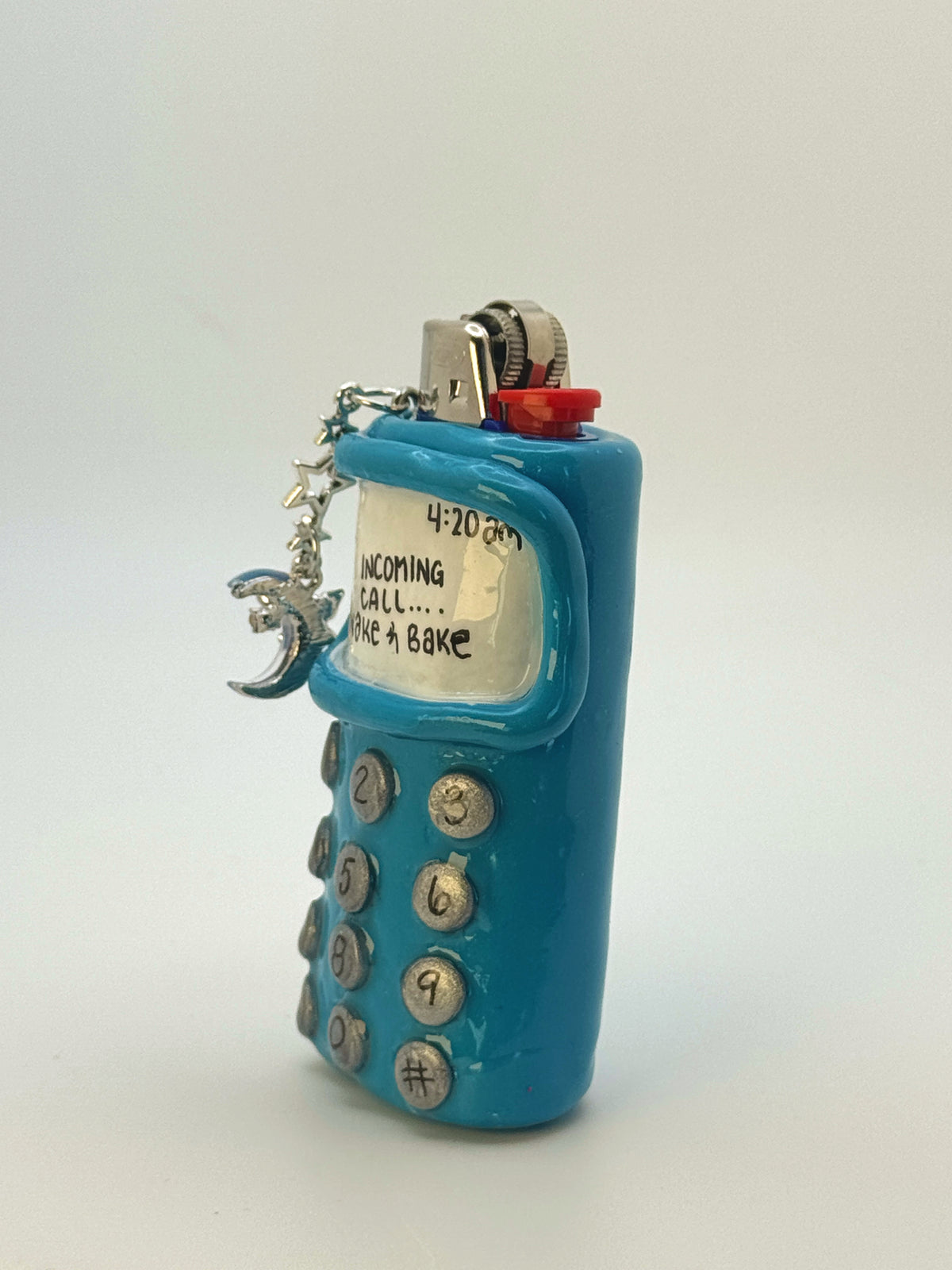 Vintage Cell Phone Case with charm| Fits Standard Bic | Handmade Polymer Clay Art