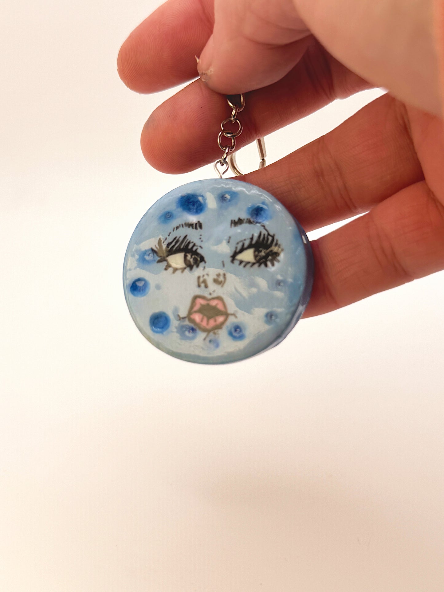Blue Moon Babe Keychain — Hand-Sculpted Polymer Clay Charm