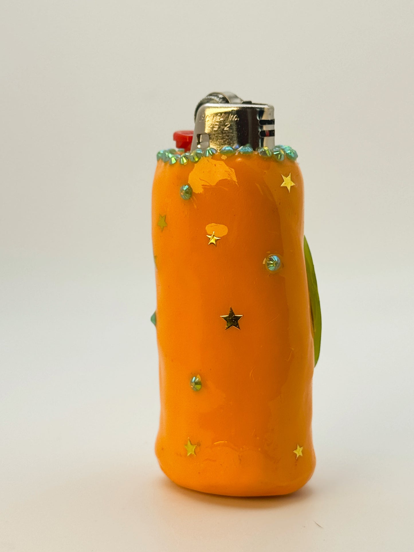 Smoking Lime Lighter Case| Fits Standard Bic | Handmade Polymer Clay Art