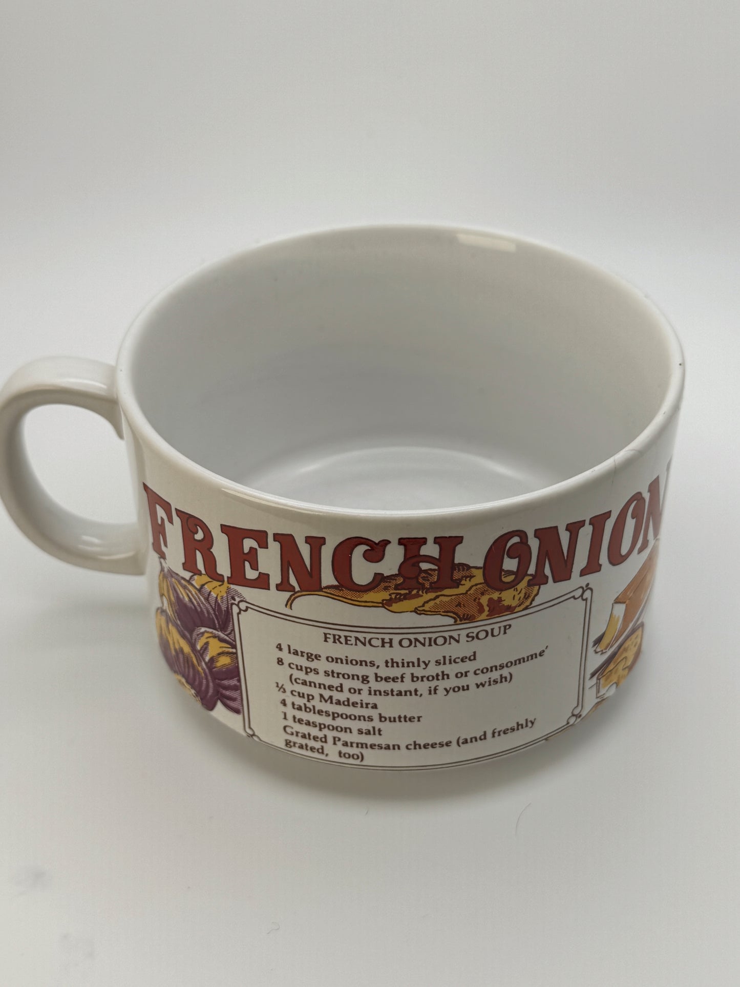 Vintage 1970s Recipe Soup Mug Set – Made in Japan – Clam Chowder, Split Pea & French Onion